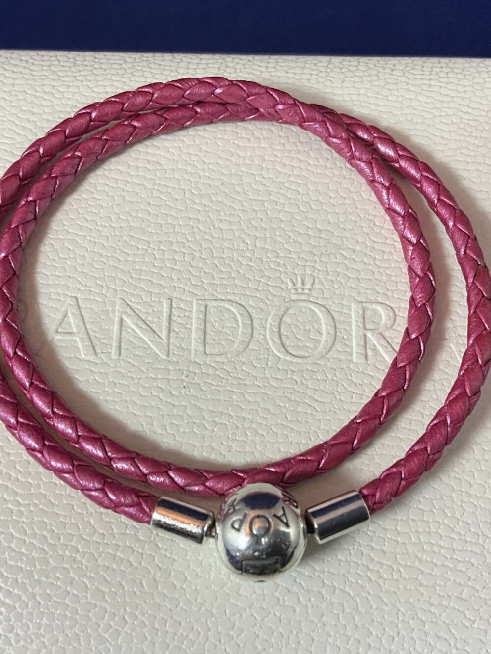 NWOT PANDORA 925 Double Leather Bracelet in Honeysuck 13.8"/35cm 590734CHP-D